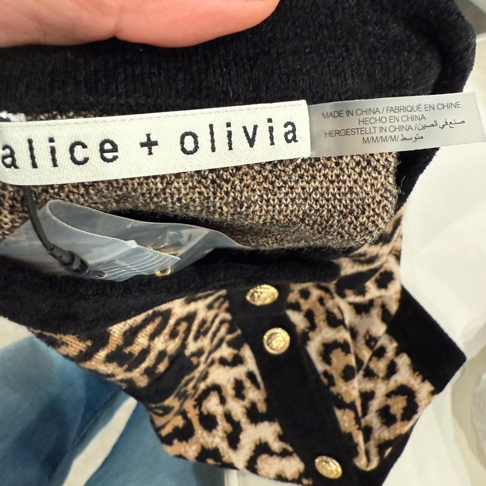 Alice + Olivia NEW Claira Leopard Cardigan Catwalk Multi size medium - Picture 3 of 6